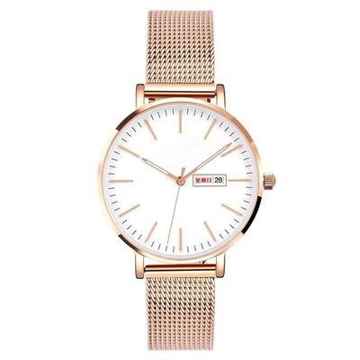 Montre 3BAR 3Needles résistant à l'eau de Rose Gold Women Quartz Wrist