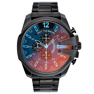 Boîtier en acier inoxydable des montres-bracelet des grands hommes de cadran de mouvement de quartz