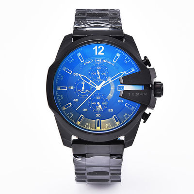 Boîtier en acier inoxydable des montres-bracelet des grands hommes de cadran de mouvement de quartz
