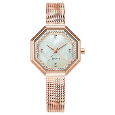 Acier imperméable exquis Mesh Belt de Diamond Female Watch Japanese Movement