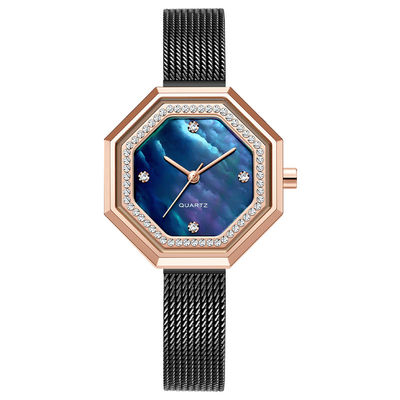 Acier imperméable exquis Mesh Belt de Diamond Female Watch Japanese Movement