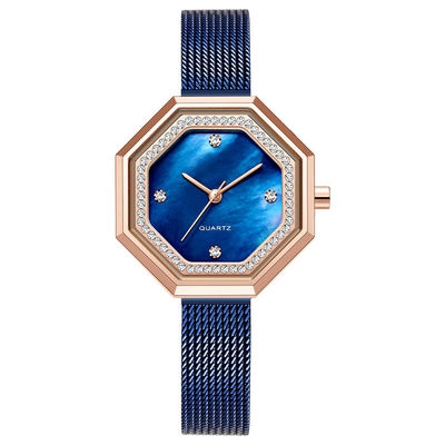 Acier imperméable exquis Mesh Belt de Diamond Female Watch Japanese Movement