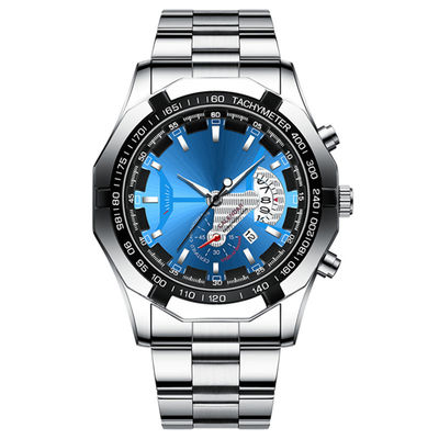 Montres de luxe analogues de Movt de quartz d'acier inoxydable de montre du chronographe des hommes