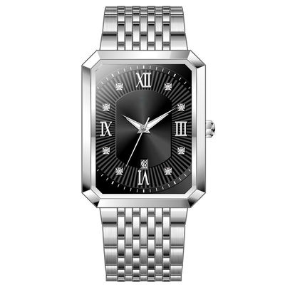 Montres carrées en métal de montre militaire de luxe de quartz d'acier inoxydable pour les hommes