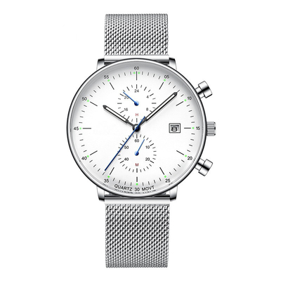 Initiale de luxe de montre-bracelet de quartz de bracelet en cuir du tenue professionnelle décontractée des hommes