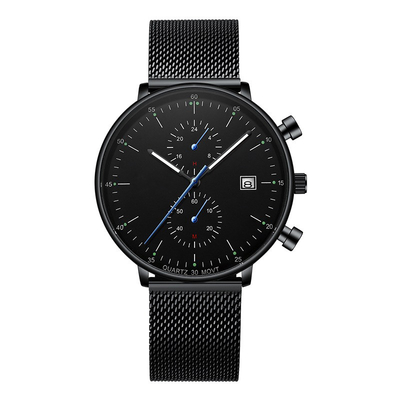 Initiale de luxe de montre-bracelet de quartz de bracelet en cuir du tenue professionnelle décontractée des hommes