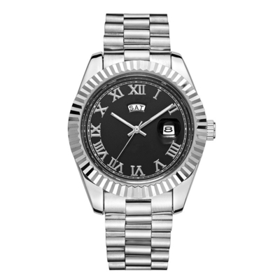 Le chronographe classique de quartz de l'acier inoxydable des hommes observent de grande précision