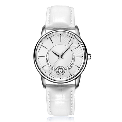 Les dames garnissent en cuir la montre-bracelet élégante de mouvement de quartz de beauté