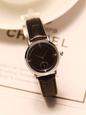 Montre Diamond Quartz Watch véritable de couples de quartz de bande de cuir de Brown