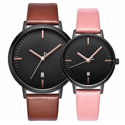 Les couples imperméabilisent la montre de quartz avec la date simple de calendrier aucun cadran de Digital