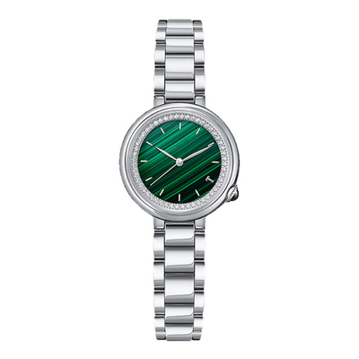 Bracelet en cuir en verre minéral de montre-bracelet de quartz de femmes de SS316L