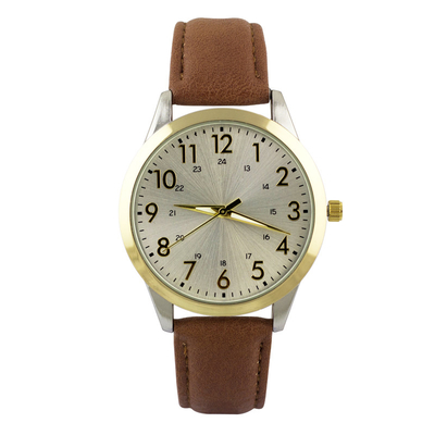 Caisse de galvanoplastie de courroie en cuir occasionnelle de la montre 17mm d'alliage de quartz pour Famale