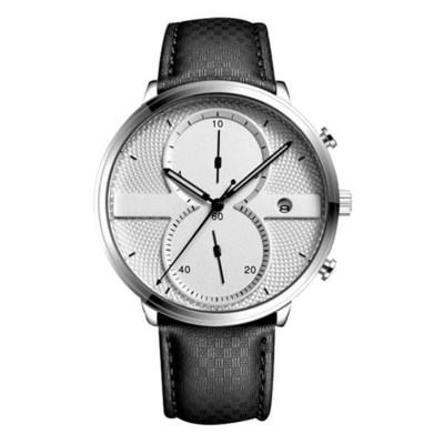 Montre-bracelet 43mm Dia Minimalist Chronograph de quartz d'alliage de bracelet en cuir