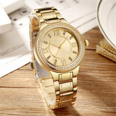 Courroie de Diamond Set Steel Belt 20cm de montre-bracelet de quartz de femmes de cas d'Aolly