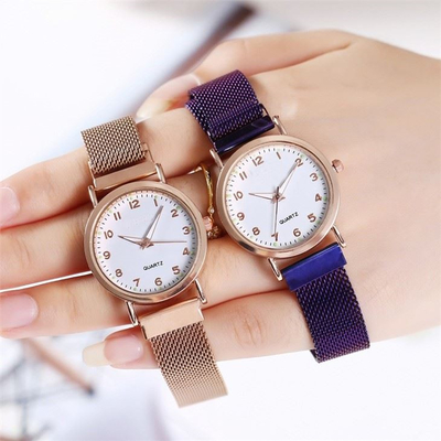 Couronne de poussée de caisse de la montre 29mm de Milan Magnetic Strap Women Quartz