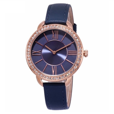 cuir 2035 de mouvement de Diamond Quartz Watch de cadran de 9.8mm encroûté