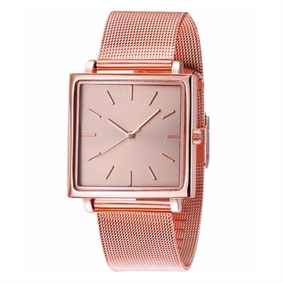 Cas simple élégant de Mesh Belt 32mm de montre carrée de cadran d'acier inoxydable