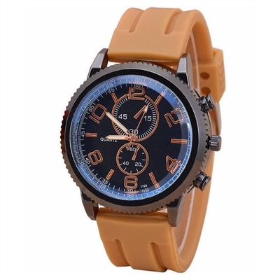 Cadran de la courroie 48mm de silicone d'hommes de sports de montre de quartz de couples de bande de silicone