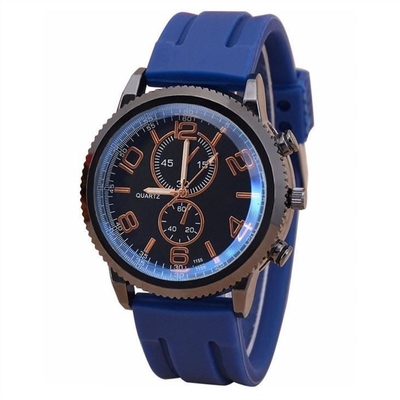 Cadran de la courroie 48mm de silicone d'hommes de sports de montre de quartz de couples de bande de silicone