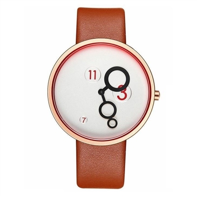 verre trempé minéral de cuir d'unité centrale Nubuck de montre de quartz de femmes de courroie de 220mm