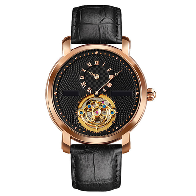 Montre squelettique automatique rotatoire imperméable, une montre mécanique de Tourbillon de demi aiguille