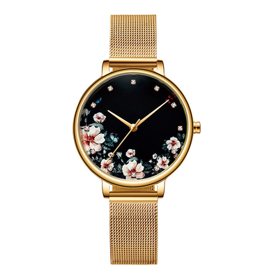 acier inoxydable Mesh Watch For Women de 30M Waterproof Precious Flower