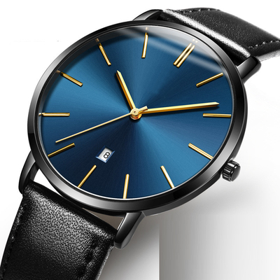 La robe ultra mince de quartz observent le grand cadran simple en cuir pour des hommes d'affaires