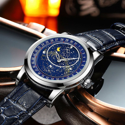 La montre des hommes lumineux de la montre mécanique automatique à cadran lunineux des hommes