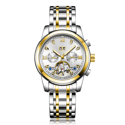 Montre mécanique automatique de calendrier de Tourbillon des hommes de Moonphase de minuterie d'affaires