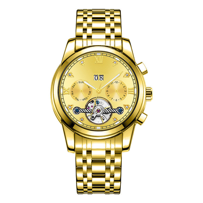 Montre mécanique automatique de calendrier de Tourbillon des hommes de Moonphase de minuterie d'affaires
