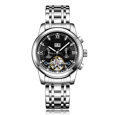 Montre mécanique automatique de calendrier de Tourbillon des hommes de Moonphase de minuterie d'affaires
