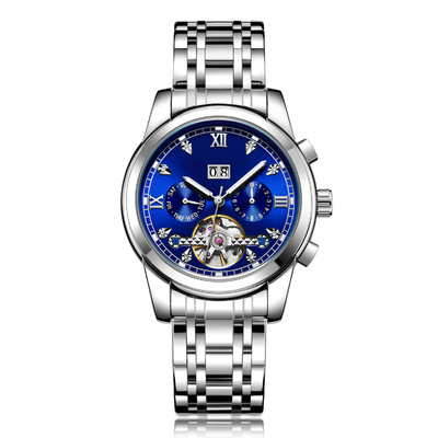 Montre mécanique automatique de calendrier de Tourbillon des hommes de Moonphase de minuterie d'affaires