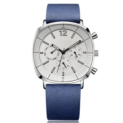 Forme carrée de quartz d'hommes de montres de Microfiber cadran mécanique occasionnel de courroie de petit