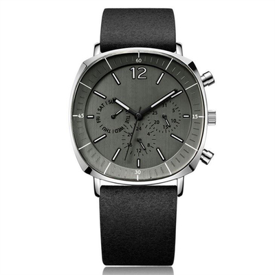 Forme carrée de quartz d'hommes de montres de Microfiber cadran mécanique occasionnel de courroie de petit
