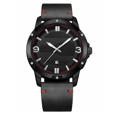 Les sports garnissent en cuir la montre lumineuse de ceinture d'Athleisure de montre-bracelet de quartz d'alliage