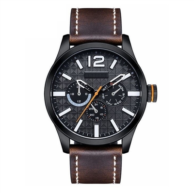 Les hommes façonnent des sports le quartz qu'imperméable observe l'oeil trois grande montre de cadran