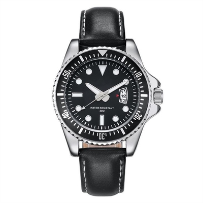 Montre élégante d'affaires de mains simples mécaniques de montres de bracelet en cuir d'hommes