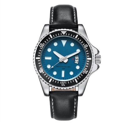 Montre élégante d'affaires de mains simples mécaniques de montres de bracelet en cuir d'hommes