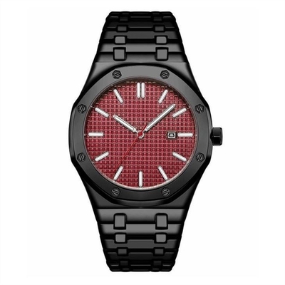 Montre imperméable de quartz de calendrier de montre d'affaires d'acier inoxydable d'hommes