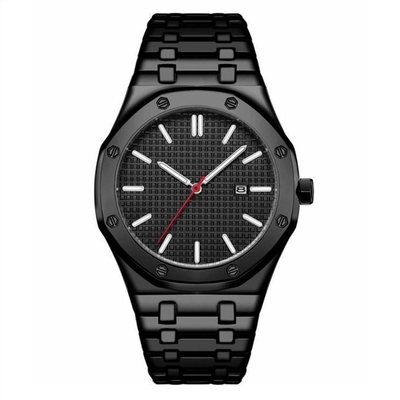 Montre imperméable de quartz de calendrier de montre d'affaires d'acier inoxydable d'hommes