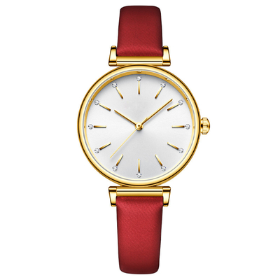 Montres de dames de luxe de la manchette des femmes de quartz d'alliage de bracelet en cuir en cuir de montre