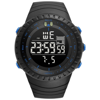 Les sports analogiques-numériques de cadran de noir de montre de sport de Chronos observent 50 mètres d'imperméable