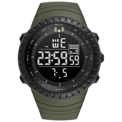 Les sports analogiques-numériques de cadran de noir de montre de sport de Chronos observent 50 mètres d'imperméable