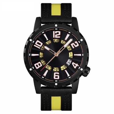 Montres du chronographe des hommes en alliage de zinc de montre en cuir occasionnelle de calendrier de mouvement de quartz