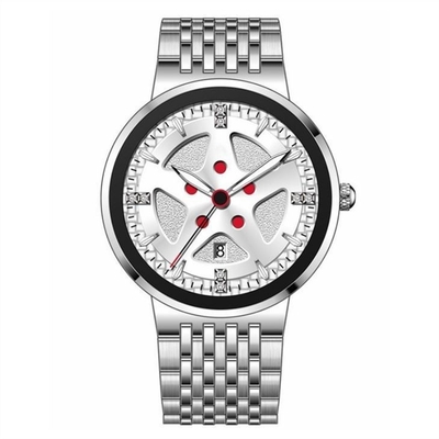 Montre mécanique automatique d'acier inoxydable de chronographe de calendrier mince imperméable de montre