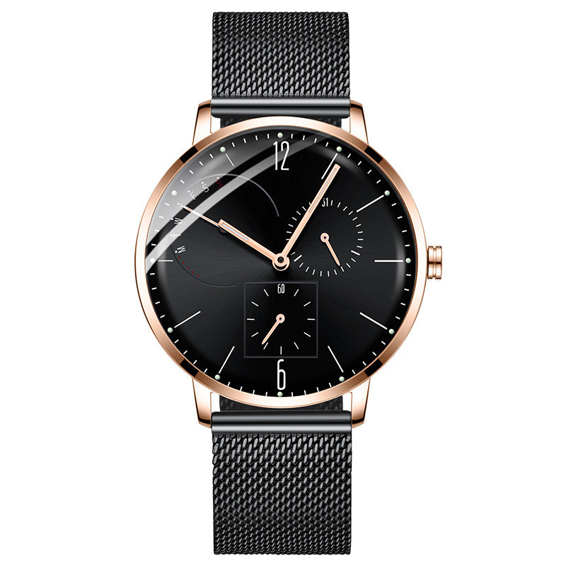 Montres en acier inoxydable de luxe pour hommes décontractés Boucle de bijoux Miroir en verre trempé minéral