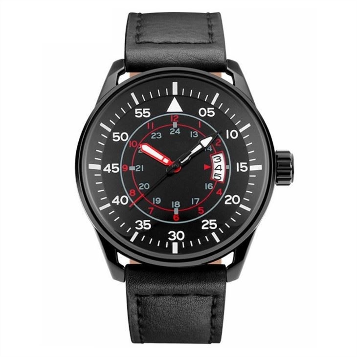 Le sport occasionnel des hommes de bracelet en cuir observe le mouvement de quartz les sports que minimalistes observent