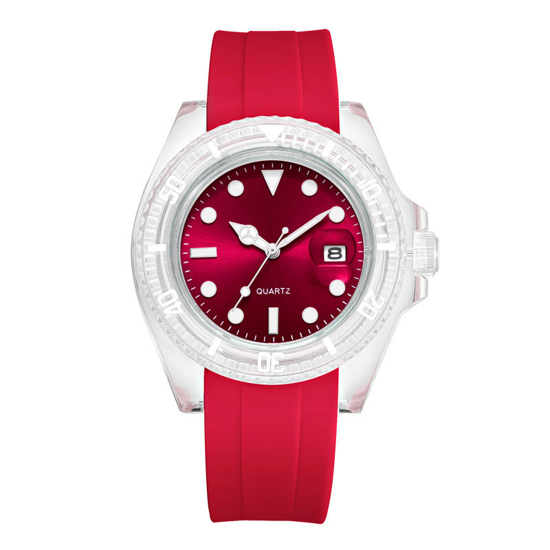 Montre-bracelet à quartz ronde en acier inoxydable avec cadran de couleurs Poids 95g