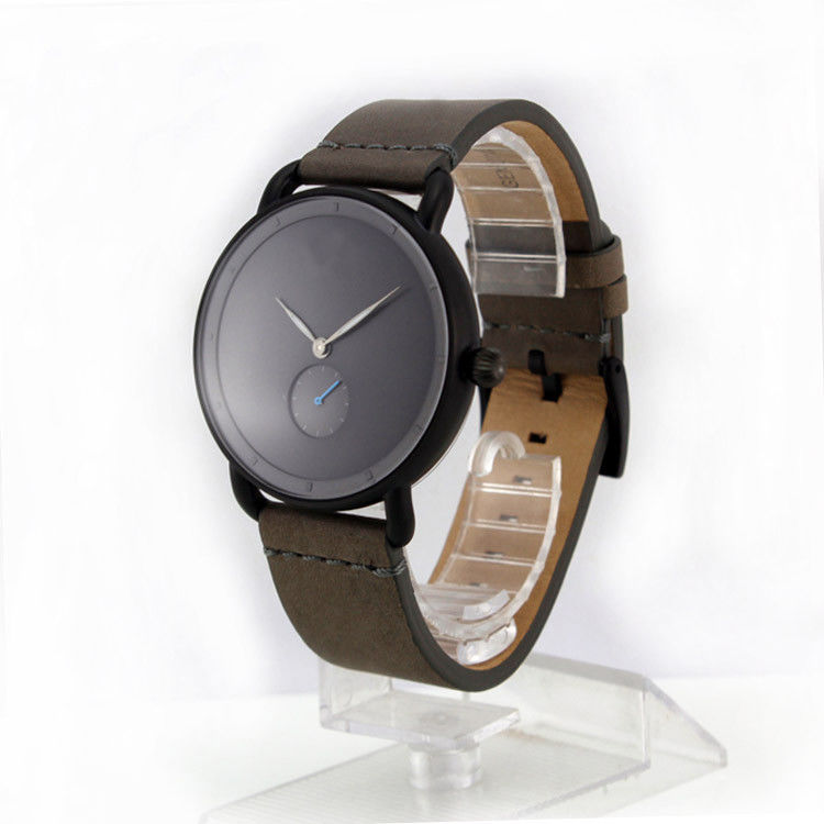 Montre-bracelet en cuir de cadran de bande d'acier inoxydable de la mode des hommes de sport militaire de luxe de quartz