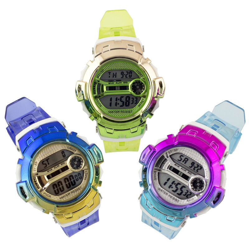 La jeunesse unisexe Digital de montre de Digital observent la montre-bracelet colorée en plastique de Digital